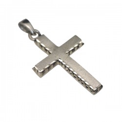 9ct White Gold Textured Patterned Cross